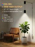 Vellina Retractable Hanging Grow Light, Adjustable Beam (10°-55°), 35W Full Spectrum LED Plant Light with Timer, CRI 98+ Pendant Lamp for Monstera, Fiddle Leaf Fig & Large Indoor Plants