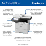 Brother MFC-L6810DW Enterprise Monochrome Laser All-in-One Printer with Low-Cost Printing, Large Paper Capacity, Wireless Networking