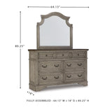 Signature Design by Ashley Lodenbay Casual Smooth-Gliding 7-Drawer Dresser and Mirror with Safety Stop, Light Gray & Dark Brown