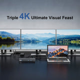WAVLINK Docking Station 3 Monitors, 12-in-1 DisplayLink Docking Station with 100W PD Charging Triple 4K@60Hz HDMI+DP Gigabit Ethernet 5Gbps USB 3.0 Audio for Dell/HP/Lenovo/MacBook Neo