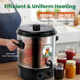 Huanyu Electric Water Bath Canner Automatic 28.5QT Large Canning Pot 2000w Adjustable Temp&Timer with Drain Tap Includes Jar Lifter, Funnel for Preserving Canned Food, Jam, Sauce, Soup Homeuse