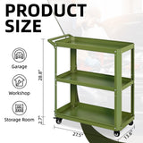 XCX 3 Tier Metal Utility Rolling Cart with Wheels, Green