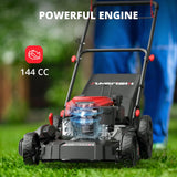 AMERISUN 21" Steel Deck Gas Lawn Mower, Heavy-Duty 3-in-1 Push Mower, 144cc 4-Stroke Engine