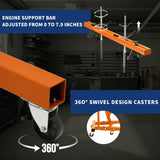 2 Ton Folding Hydraulic Engine Hoist with 59 in Load Leveler 4400 LBS Capacity Heavy Duty Cherry Picker 6 Swivel Wheels,Engine Support Bar 1100 LBS Capacity for Garage Workshop Warehouse