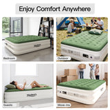 Zearna 2025 Upgraded Queen Air Mattress with Built in Pump，18'' Comfort Blow up Mattress, Quiet Surface Portable Inflatable Mattress, Air Bed with Storage Bag for Guests, Home, Camping, 660 lbs Max