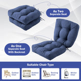 Patio Chair Cushions with Ties, 19x19+5” Tufted Outdoor Seat Cushions, Waterproof Patio Furniture Cushions, Outdoor Dining Chair Pads