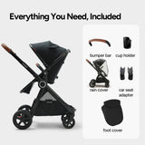 Mompush Ultimate2 Full-Size Stroller, Reversible Seat, Infant to Toddler