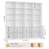 FACBOTALL 72.8" Large Bookshelf, Farmhouse Bookshelf with 8 Doors, White