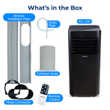 SereneLife 10,000 BTU Portable Air Conditioner, 115V Compact Room Air Conditioner with Dehumidifier & Fan, Window Mount Kit Included, Mini AC Unit for Bedroom, Office, or Home, Black