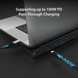 Dual HDMI Display, 5Gbps USB-A x3, SD Card Reader, PD 100W, RJ45 Ethernet, Combo Audio Jack, for MacBook and Windows Laptop