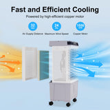 Uthfy 1800 CFM Evaporative Air Cooler, 3-IN-1 Swamp Cooler Air Conditioner with Copper Motor, 5.3 Gallon Water Tank, 6 Ice Packs, 12H Timer, 120°Oscillation, Cooling Fan for Bedroom, Office, Garage