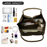 Suede Tote Bag for Women with Leather Purse Large Capacity Work Travel Handbags Ladies Shoulder Bags (olive green)