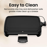 Chefman XL Electric Griddle with Removable Temperature Control, Immersible Flat Top Grill, Burger, Eggs, Pancake Griddle, Nonstick Extra Large Cooking Surface, Slide Out Drip Tray, 10 x 20 Inch