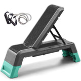 leikefitness Exercise Step Platform, Multifunctional Aerobic Deck with Cord and Adjustable Dumbbell & Weight Bench, Fitness Equipment for Workout Home Gym, GM5821 (Black)
