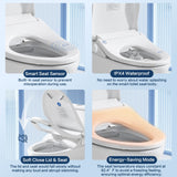 Smart Bidet Toilet Seat with Remote, Adjustable Heated Seat&Air Dryer, Endless Instant Warm Water, Multiple Spray Modes, Stainless Steel Nozzle, Soft Close, Deodorizer, 3D Curved, Elongated(NKH3101)