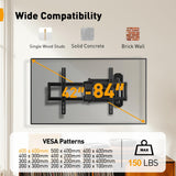 Perlegear Corner TV Wall Mount Long Arm TV Mount for 42-84 Inch TVs
