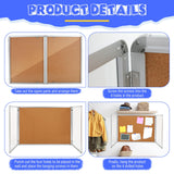 Motipuns 48"x36" Lockable Enclosed Bulletin Board with Glass Door, Weather Resistant Cork Notice Board, Wall Mounted Display Case for School Office Community Outdoor, 12xA4(Brown, Silver Frame)