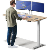 Desktronic HomeOne Standing Desk 60x30 — Ergonomic Sit Stand Home Office Desk, Made in Europe, Electric Dual Motor Height Adjustable, USB & USB-C Charging, Wobble-Free, Touchscreen, 3 Memory Presets