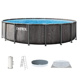 INTEX 26741EP Prism Frame 15 ft x 48 in Above Ground Pool Set, Round Swimming Pool with Steel Frame, 1000 GPH Cartridge Filter Pump, Ladder, Cover, & Ground Cloth