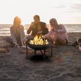 Fire Beauty Fire Pit for Outside Wood Burning Firepit BBQ Grill Steel Fire Bowl with Spark Screen Cover, Log Grate, Poker Fire Beauty