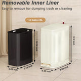 Small Bathroom Trash Can with Air Freshener Soft Close Lid, 6 Liter/ 1.6 Gallon Stainless Steel Garbage Can with Removable Inner Bucket (Ivory White)