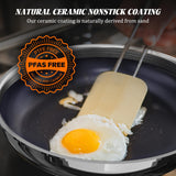 WhatsClad 10" Hybrid Ceramic Nonstick Frying Pan, 3-Ply Stainless Steel Skillet, 2-Layer Coating, PFAS & PTFE Free, Induction Compatible-Blue