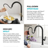 KRAUS Vetra 2-Function Single Handle Pull Down Kitchen Faucet in Spot-Free Brushed Brass/Matte Black, KPF-2850SFBBMB