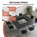 Modern Conference Table with Wheel,Modular Wooden Folding Conference Room Tables for 1-30 Person,Flip Top Meeting Training Table,for Office Seminar Dynamic Commercial Event Classroom(4,Ebony,47.2in)