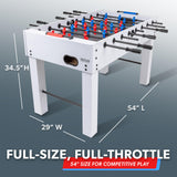 GoSports 54 Inch Full Size Foosball Table - White Finish - Includes 4 Balls and 2 Cup Holders