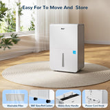 Dehumidifier for Basement,Energy Star Certified for 4500 Sq.Ft Large Room, MAX to 70 Pints/day, included 16.4 Feet Drain Hose and Pump,White