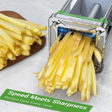 Sopito French Fry Cutter Electric - Stainless Steel Vegetable & Fruit Chopper with 1/2 & 3/8 Inch Blades for Potatoes, Carrots, Cucumbers & Onions