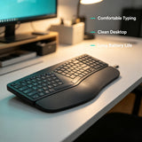 Split Ergonomic Keyboard with Palm Rest,2.4G USB Wireless