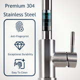 HOTIS Kitchen Sink Faucet Brushed Nickel with Pull Down Sprayer, Single Hole Stainless Steel Bar Faucet, 360° Swivel Pull Out Sink Faucets for Kitchen, Laundry & Bar Sinks, HT-KF100