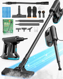 Heavy Duty Steam Mop for Floor Cleaning, 14-in-1 Lightweight Detachable Handheld Steam Cleaner with Multi-Purpose&Powerful, No-Chemical Floor Steamer for Home|Hardwood|Grout|BBQ|Window (Black)