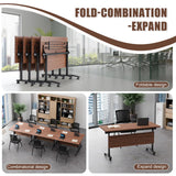 Modular Foldable Conference Table Stackable Flip Top Training Meeting Table with Wheels