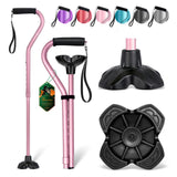 BeneCane Walking Cane Adjustable Cane with Offset Soft Cushioned Handle for Men & Women Lightweight Comfortable Extra Stability Base Mobility Aid for Men Women and Seniors Pink