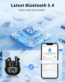 Wireless Earbuds, Bluetooth 5.4 Ear Buds Bass Stereo, Headphones with Noise Cancelling Mic, LED Display in Ear Earphones Clear Calls, IP7 Waterproof Bluetooth Earbuds for Phone/Android/iPad Pure Black