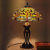 Tiffany-Style Lamp Table Peach Kapok Peony Glass Lampshade Desk(