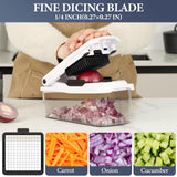 Ourokhome Chopper Vegetable Cutter with Container, Manual Hand Food Onion Dicer with 2 Chopping Blades (2 in 1, White)