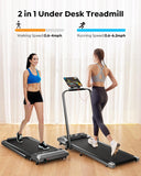 Acezoe Walking Pad Treadmill with Incline and Handle Bar, 2 in 1 Foldable Treadmills for Home Small Office, 300lbs Portable Compact Under Desk Treadmill with Remote Control, LED Display and Apps
