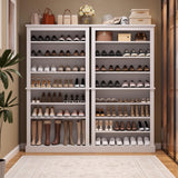 knoworld Freestanding Shoe Cabinet, Holds 40-45 Pairs, 71 Inch Tall 9-Tier Shoe Rack with Adjustable Shelves, Heavy Duty Open Storage Organizer for Entryway Hallway，White