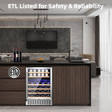 COWSAR Wine Cooler Refrige ETL Approved 24inch Wine Fridge Freestanding or Built-in Wine Refrigerator 5.1Cu.Ft Wine Fridge