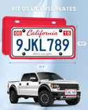 2 Pack Silicone License Plate Frames Black, Car Plate Frame Holder, Universal US Front & Rear Truck Frame Protector Mounting Kit Accessories, Rust Proof, Rattle Proof, Weather Proof (Red)