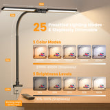 SIBRILLE Upgraded LED Desk Lamp for Home Office with RGB, Rotatable Computer Desk Light with Remote, Tall Table Lamp with Clamp for Working, Dimmable Dual Head Task Lighting for Monitor PC, 22W