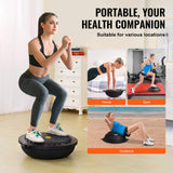 VEVOR 26-inch Half Exercise Ball Trainer, 1500 lbs Capacity Balance Ball, Includes Resistance Bands and Pump, Ideal for Full Body Workouts, Yoga, and Strength Training at Home Gym, Black