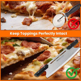 Aihomo 13-Inch Pizza Cutter Rocker Blade, Ultra Sharp 420J1 Japanese Stainless Steel Pizza Knife, Heavy Duty Pizza Slicer with Dual G10 Handle - Waterproof, Dishwasher Safe, Protective Cover
