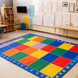 Large Classroom Rug 7'7" x 13' with 28 Seats for Preschool & Elementary