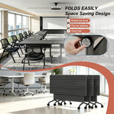 Modern Conference Table with Wheel,Modular Wooden Folding Conference Room Tables for 1-30 Person,Flip Top Meeting Training Table,for Office Seminar Dynamic Commercial Event Classroom(4,Ebony,47.2in)