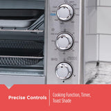 BLACK+DECKER Crisp 'N Bake Air Fryer Countertop Convection Toaster Oven, Large Capacity, 6-Slice, 5-in-1, Fits 12” Pizza, 60-Min Timer, Bake, Broil, Air Fry, Toast, Keep Warm, Stainless Steel