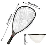 Aventik Fly Floating Fishing Net Carbon Fiber Landing Net Clear Rubber Ghost Net Catch & Release with Magnet Release (Black with Magnet